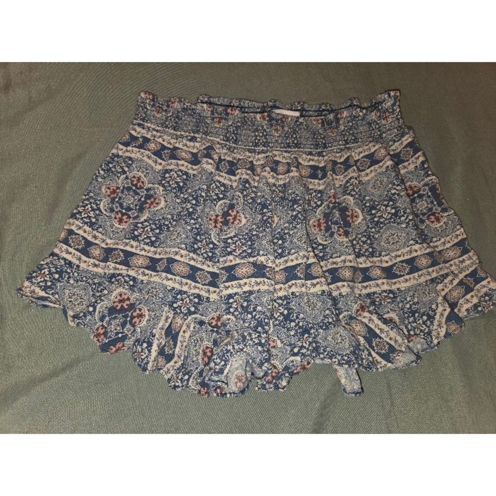 American Eagle Outfitters Womens Blue Floral Paisley Smocked Waist Shorts L